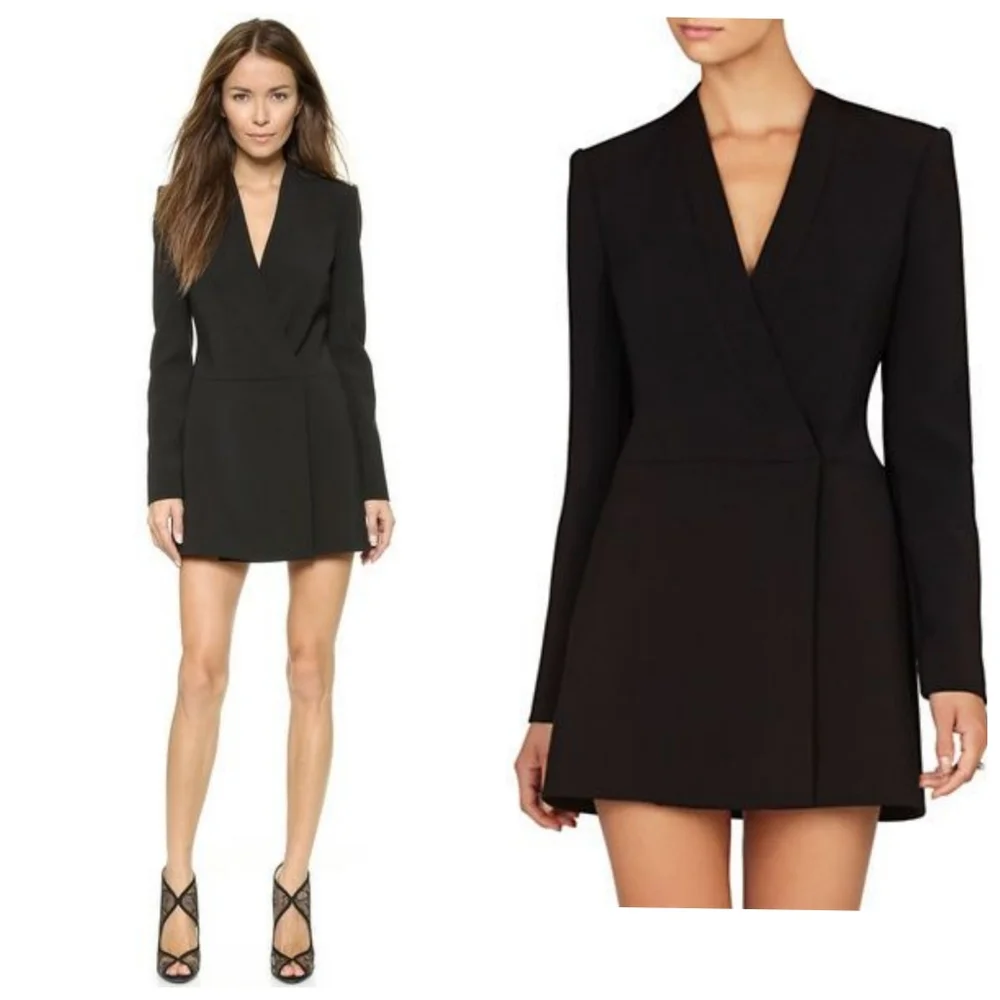 BCBGMaxAzria Dress Waleska Blazer Suit Jacket Mini Dress Pinstripe Black XS - Picture 10 of 11